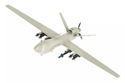 فایل PSD رندر سه بعدی نمای نزدیک پهپاد نظامی با پس زمینه شفاف و ایزوله 27968