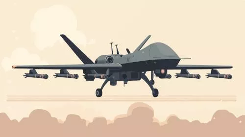 وکتور EPS پهپاد نظامی در حال پرواز در آسمان به سبک فلت وکتور ایزوله شده مفهوم تکنولوژی UAV 27979