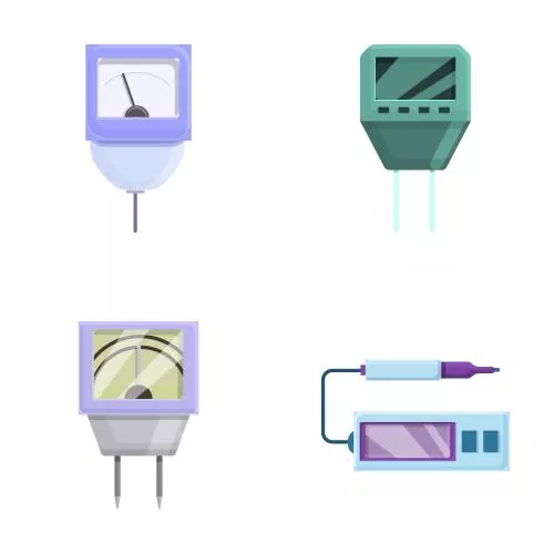 وکتور EPS مجموعه آیکون های اندازه گیری پی اچ کارتونی - وکتور دیجیتال متر شیمیایی 27988