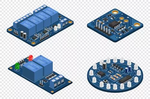 وکتور EPS مجموعه برد مدار ایزومتریک با قطعات الکترونیکی 27998