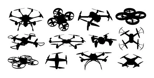 وکتور EPS مجموعه سیلوئت های کوادکوپتر 28000
