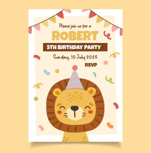 وکتور EPS مجموعه کارت دعوت تولد حیوانات با کیک و هدایا 28018