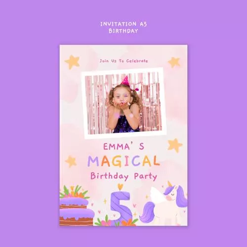 فایل PSD قالب دعوت جشن تولد مبارک 28050