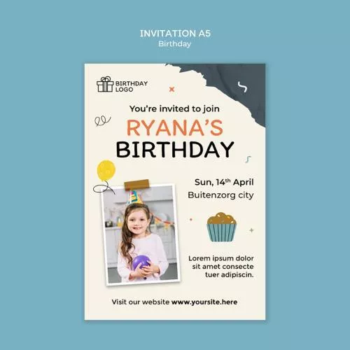 فایل PSD کارت دعوت جشن تولد مبارک 28051