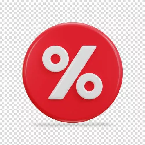 فایل PSD آیکون تخفیف - دایره قرمز با علامت درصد سه بعدی 27748