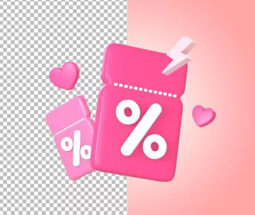 فایل PSD تصویرسازی سه بعدی - آیکون عشق همراه با کد تخفیف و کوپن تبلیغاتی 27749