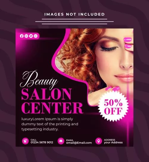 فایل PSD قالب مربعی فلایر آرایشگاه زیبایی 27759