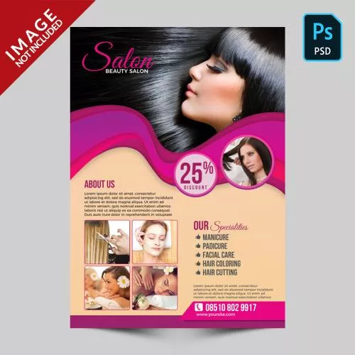 فایل PSD قالب فلایر آرایشگاه زیبایی 27760