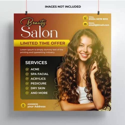 فایل PSD قالب پوستر و فلایر سالن زیبایی و آرایشگاه 27762