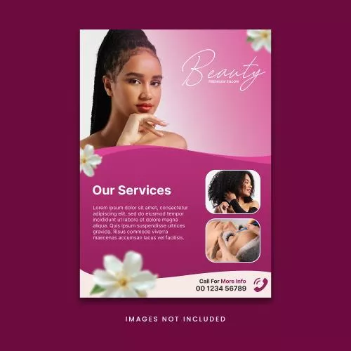 فایل PSD تراکت زیبا و شیک خدمات آرایشگاه و سالن های زیبایی 27772