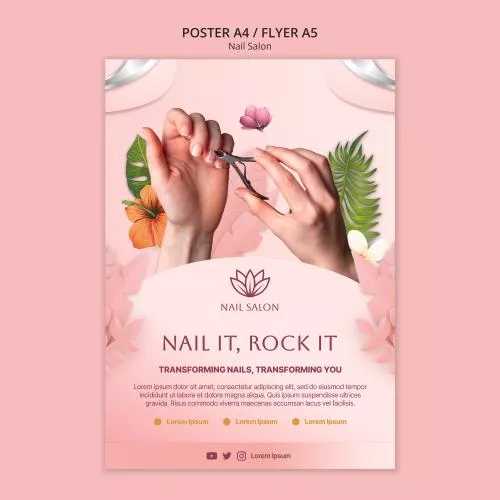 فایل PSD قالب پوستر سالن ناخن فلت دیزاین 27776
