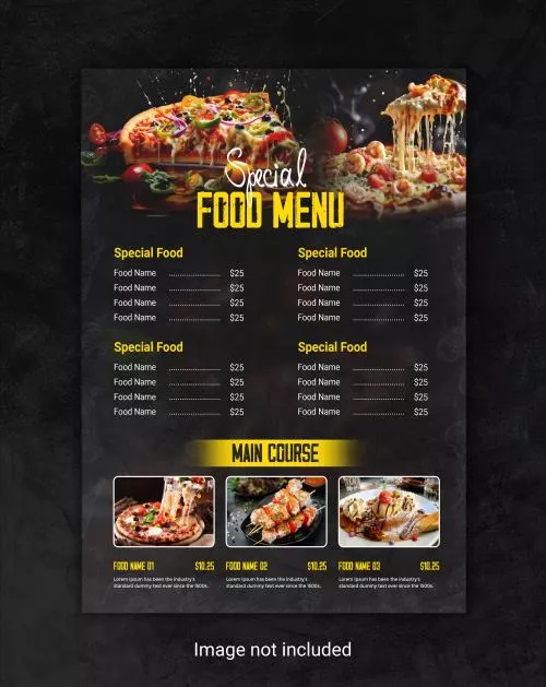 فایل PSD قالب فلایر منوی رستوران  و غذا و فست فود 27778