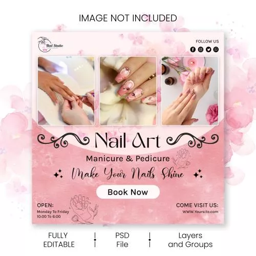 فایل PSD قالب بنر آرایشگاه و سالن زیبایی برای پست شبکه‌های اجتماعی و اینستاگرام 27782