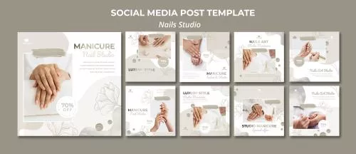 فایل PSD مجموعه پست های اینستاگرام سالن ناخن 27789