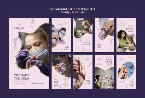 فایل PSD مجموعه استوری های اینستاگرام مراقبت از ناخن 27791