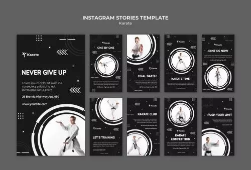 فایل PSD قالب استوری اینستاگرام کلاس کاراته سفید و مشکی 27796