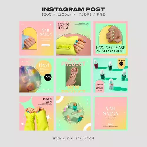 فایل PSD قالب های پست شبکه‌های اجتماعی تبلیغات سالن ناخن 27805
