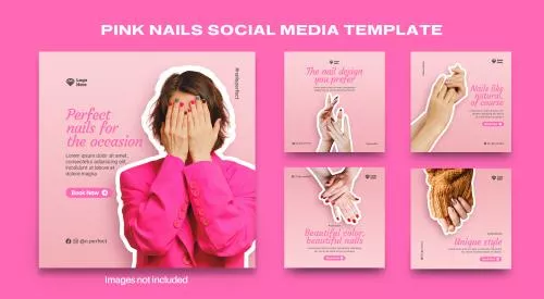 فایل PSD قالب طراحی پست شبکه‌های اجتماعی ناخن صورتی 27812