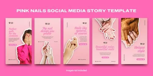 فایل PSD قالب طراحی پست استوری اینستاگرام ناخن صورتی 27813