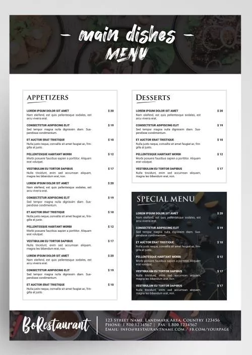 فایل PSD طرح قالب منوی رستوران غذا و نوشیدنی 27823