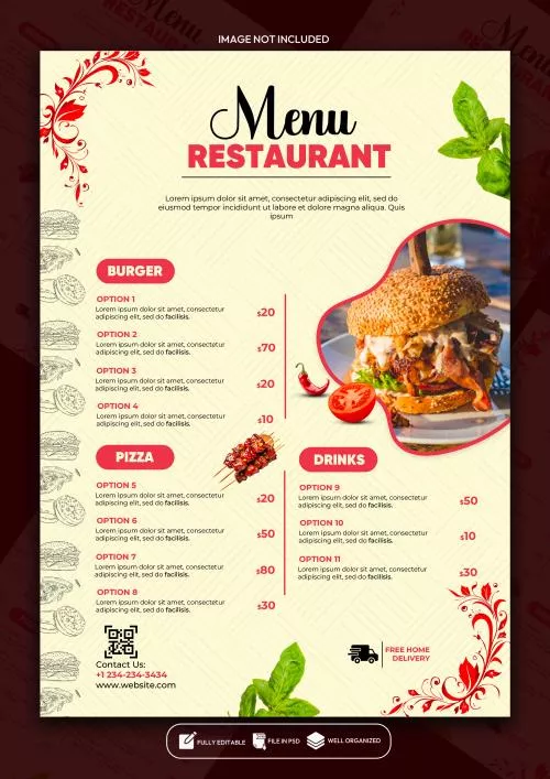 فایل PSD قالب طراحی پوستر منوی غذای ویژه رستوران 27826