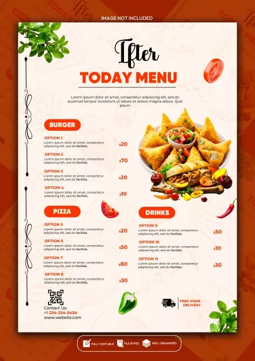 فایل PSD قالب طراحی پوستر منوی غذای ویژه رستوران 27827