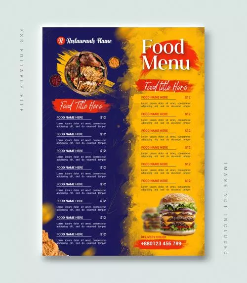 فایل PSD قالب منو غذا رستوران 27828