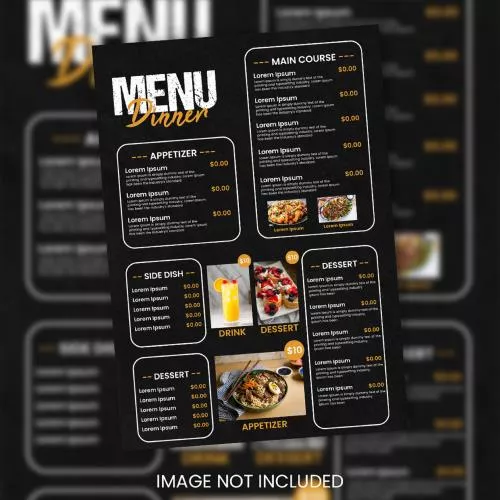 فایل PSD طرح منوی چاپی A4 رستوران و فست فود 27838