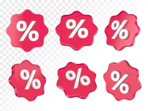 فایل PSD مجموعه آیکون درصد شیشه ای قرمز روی پس زمینه سفید ایزوله شده رندر سه بعدی تصویرسازی 27846