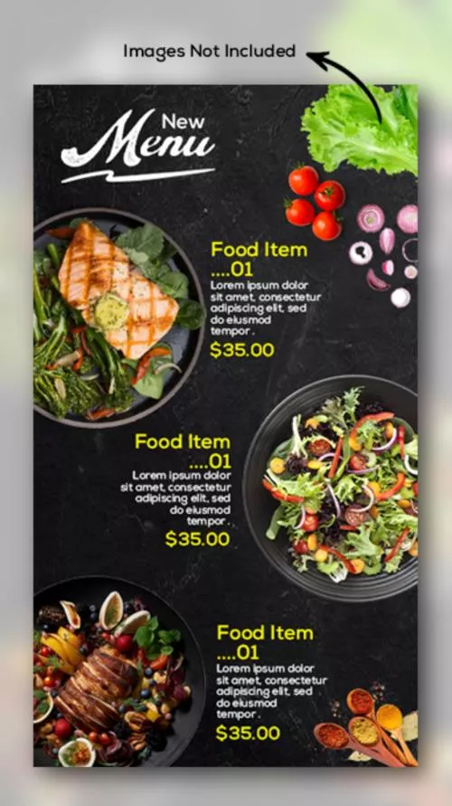 فایل PSD تابلو غذای با منو رستوران و فست فود 27848