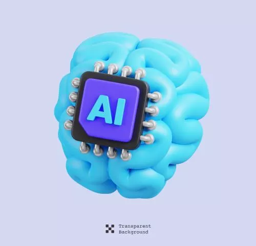 فایل PSD آیکون سه بعدی حسگر میکروچیپ مغز انسان ایزوله شده - هوش مصنوعی - تکنولوژی 28061