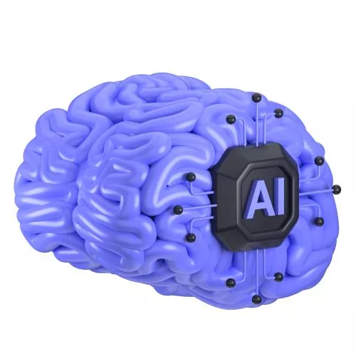 عکس با کیفیت رندر آیکون سه بعدی مغز هوش مصنوعی 28122