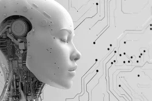 عکس با کیفیت ربات سفید زن با مفهوم هوش مصنوعی 28124