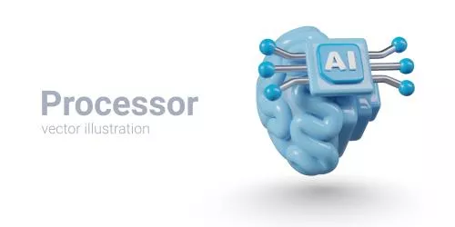 وکتور EPS تصویر ایزوله هوش مصنوعی یکپارچه شده با مغز انسان 28147