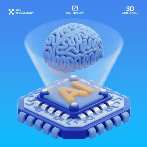 فایل PSD تصویر سه بعدی تراشه هوش مصنوعی 28150