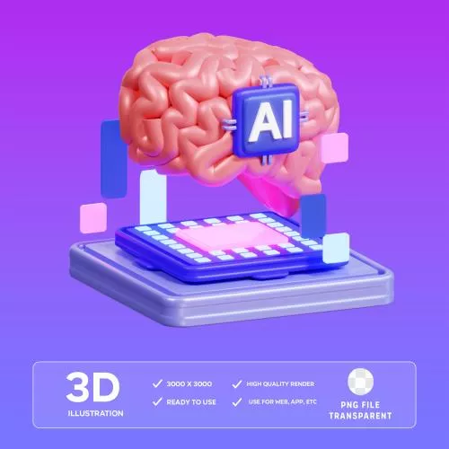 فایل PSD تصویر سه بعدی تراشه هوش مصنوعی 28151