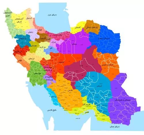 وکتور EPS نقشه کامل ایران با تمام استان‌ها و شهرها 28752
