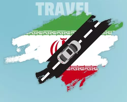 وکتور EPS مفهوم بنر سفر با ماشین به ایران، ایده تعطیلات و سفر 28754