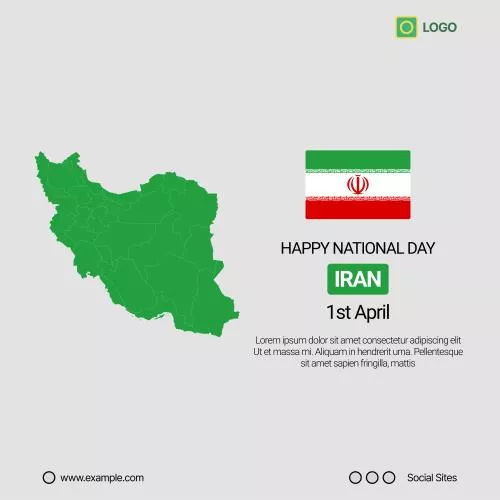 وکتور EPS بنر پست رسانه اجتماعی روز استقلال ایران با طرح نقشه و پرچم وکتور لایه باز 28767