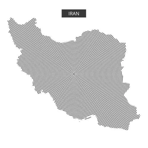 وکتور EPS نمایش دقیق نقطه‌ای ایران با خطوط کانتور به سبک مینیمال 28792