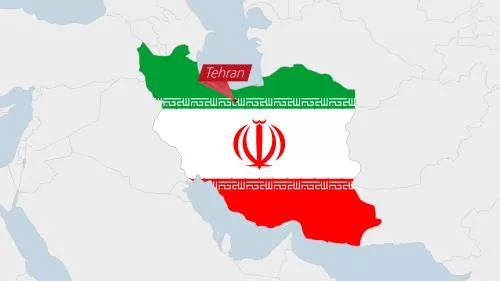 وکتور EPS نقشه ایران با رنگ‌های پرچم ایران، پین، پایتخت کشور تهران 28804