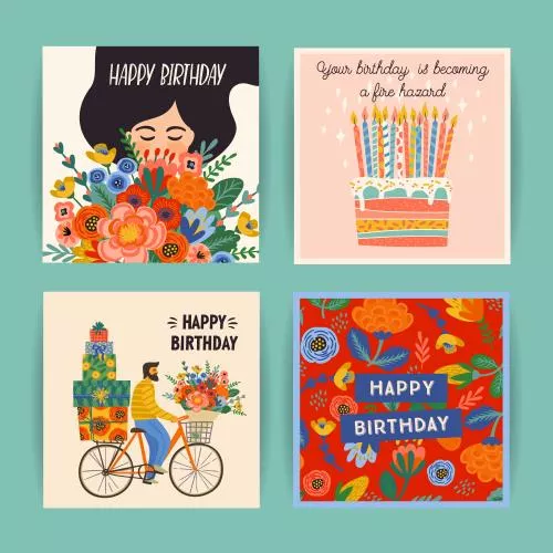 وکتور مجموعه کارت تبریک تولد فایل EPS لایه باز 21104