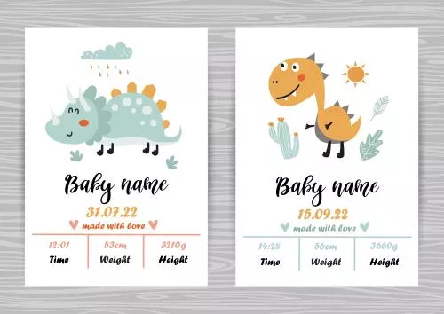 وکتور کارت دعوت تولد کودکانه دایناسور فایل EPS لایه باز 21122