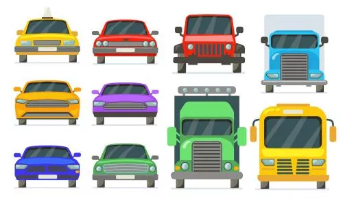 وکتور رایگان EPS لایه باز انواع ماشین به رنگ های آبی و زرد و سبز و قرمز و بنفش 21160