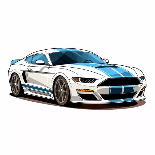 وکتور EPS طرح نقاشی از یک ماشین سفید با یک نوار آبی 26259