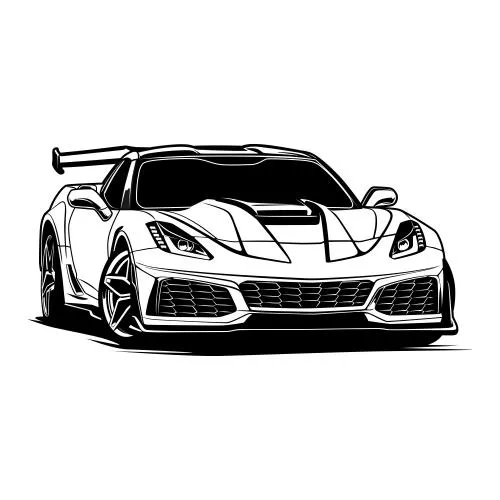 وکتور EPS تصویرسازی مفهومی ماشین سیاه و سفید 26271