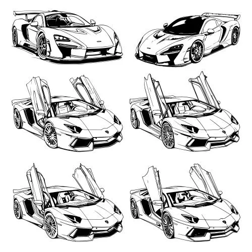 وکتور EPS کتاب رنگ آمیزی ماشین برای کودکان خردسال سفید و سیاه وکتور 26287