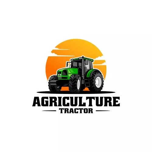 وکتور EPS تراکتور کشاورزی سبز با پس زمینه آسمان مناسب برای طراحی لوگو 26291