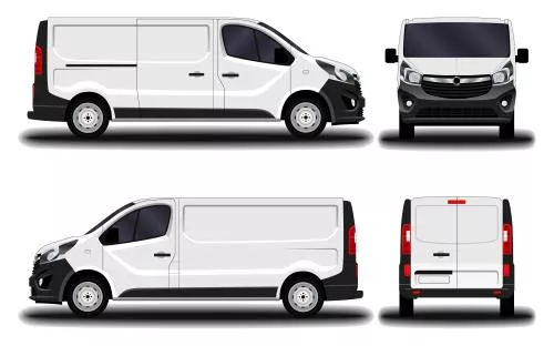 وکتور EPS واقع‌گرایانه ون از نمای جلو - کنار و عقب 26313