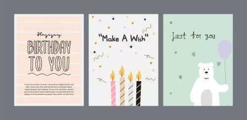 وکتور EPS مجموعه کارت های تبریک تولد رایگان 26377